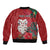 Maori Wheku Meri Kirihimete Personalised Sleeve Zip Bomber Jacket All Red Indigenous Maori Motif - Polynesian Pride