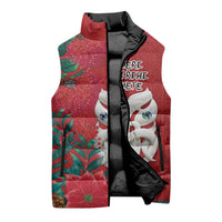 Maori Wheku Meri Kirihimete Personalised Sleeveless Puffer Jacket All Red Indigenous Maori Motif - Polynesian Pride