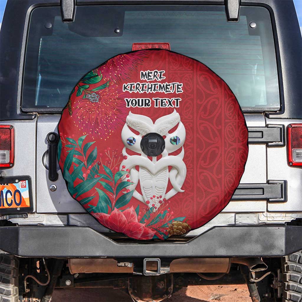 Maori Wheku Meri Kirihimete Personalised Spare Tire Cover All Red Indigenous Maori Motif - Polynesian Pride