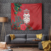Maori Wheku Meri Kirihimete Personalised Tapestry All Red Indigenous Maori Motif - Polynesian Pride