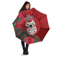 Maori Wheku Meri Kirihimete Personalised Umbrella All Red Indigenous Maori Motif - Polynesian Pride