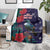 Tui Meri Kirihimete Personalised Blanket Pohutukawa Flowers Blue Motif - Polynesian Pride
