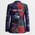 Tui Meri Kirihimete Personalised Blazer Pohutukawa Flowers Blue Motif - Polynesian Pride