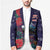 Tui Meri Kirihimete Personalised Blazer Pohutukawa Flowers Blue Motif - Polynesian Pride