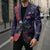 Tui Meri Kirihimete Personalised Blazer Pohutukawa Flowers Blue Motif - Polynesian Pride