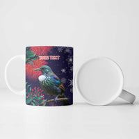 Tui Meri Kirihimete Personalised Ceramic Mug Pohutukawa Flowers Blue Motif - Polynesian Pride