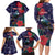 Tui Meri Kirihimete Personalised Family Matching Long Sleeve Bodycon Dress and Hawaiian Shirt Pohutukawa Flowers Blue Motif - Polynesian Pride