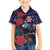 Tui Meri Kirihimete Personalised Family Matching Off The Shoulder Long Sleeve Dress and Hawaiian Shirt Pohutukawa Flowers Blue Motif - Polynesian Pride