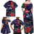 Tui Meri Kirihimete Personalised Family Matching Off Shoulder Maxi Dress and Hawaiian Shirt Pohutukawa Flowers Blue Motif - Polynesian Pride