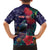 Tui Meri Kirihimete Personalised Family Matching Off Shoulder Short Dress and Hawaiian Shirt Pohutukawa Flowers Blue Motif - Polynesian Pride