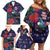 Tui Meri Kirihimete Personalised Family Matching Off Shoulder Short Dress and Hawaiian Shirt Pohutukawa Flowers Blue Motif - Polynesian Pride