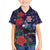 Tui Meri Kirihimete Personalised Family Matching Off Shoulder Short Dress and Hawaiian Shirt Pohutukawa Flowers Blue Motif - Polynesian Pride