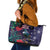 Tui Meri Kirihimete Personalised Leather Tote Bag Pohutukawa Flowers Blue Motif - Polynesian Pride