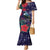 Tui Meri Kirihimete Personalised Mermaid Dress Pohutukawa Flowers Blue Motif - Polynesian Pride