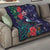 Tui Meri Kirihimete Personalised Quilt Pohutukawa Flowers Blue Motif - Polynesian Pride