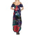 Tui Meri Kirihimete Personalised Summer Maxi Dress Pohutukawa Flowers Blue Motif - Polynesian Pride