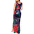 Tui Meri Kirihimete Personalised Tank Maxi Dress Pohutukawa Flowers Blue Motif - Polynesian Pride