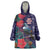 Tui Meri Kirihimete Personalised Wearable Blanket Hoodie Pohutukawa Flowers Blue Motif - Polynesian Pride