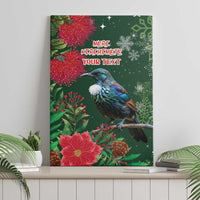 Tui Meri Kirihimete Personalised Canvas Wall Art Pohutukawa Flowers Green Motif - Polynesian Pride