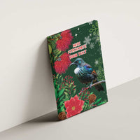 Tui Meri Kirihimete Personalised Canvas Wall Art Pohutukawa Flowers Green Motif - Polynesian Pride