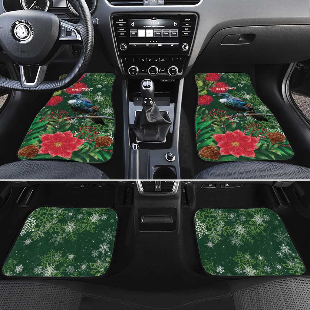 Tui Meri Kirihimete Personalised Car Mats Pohutukawa Flowers Green Motif - Polynesian Pride