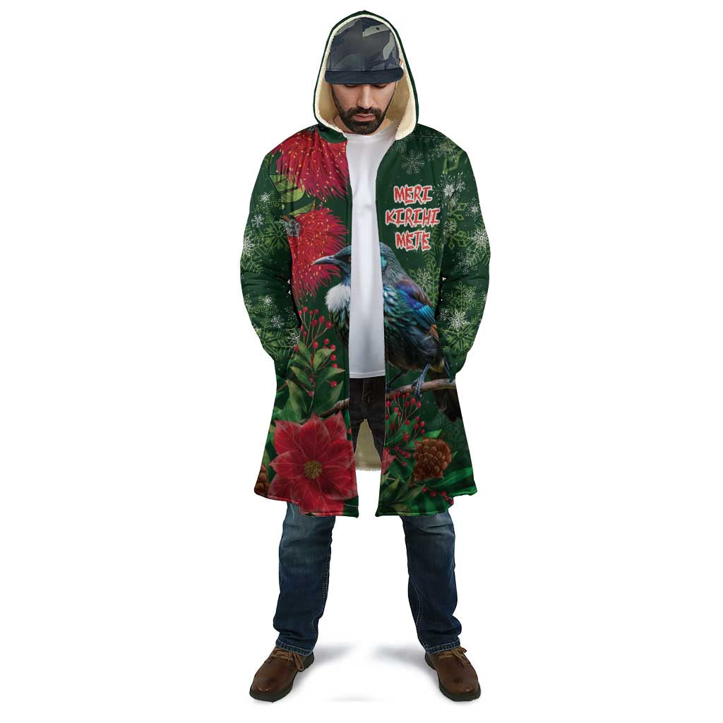 Tui Meri Kirihimete Personalised Cloak Pohutukawa Flowers Green Motif - Polynesian Pride