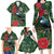 Tui Meri Kirihimete Personalised Family Matching Long Sleeve Bodycon Dress and Hawaiian Shirt Pohutukawa Flowers Green Motif - Polynesian Pride