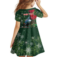 Tui Meri Kirihimete Personalised Family Matching Mermaid Dress and Hawaiian Shirt Pohutukawa Flowers Green Motif LT9 - Polynesian Pride