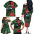 Tui Meri Kirihimete Personalised Family Matching Off The Shoulder Long Sleeve Dress and Hawaiian Shirt Pohutukawa Flowers Green Motif - Polynesian Pride