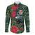 Tui Meri Kirihimete Personalised Family Matching Off The Shoulder Long Sleeve Dress and Hawaiian Shirt Pohutukawa Flowers Green Motif - Polynesian Pride