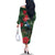 Tui Meri Kirihimete Personalised Family Matching Off The Shoulder Long Sleeve Dress and Hawaiian Shirt Pohutukawa Flowers Green Motif - Polynesian Pride