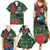Tui Meri Kirihimete Personalised Family Matching Summer Maxi Dress and Hawaiian Shirt Pohutukawa Flowers Green Motif - Polynesian Pride