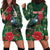 Tui Meri Kirihimete Personalised Hoodie Dress Pohutukawa Flowers Green Motif - Polynesian Pride