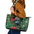 Tui Meri Kirihimete Personalised Leather Tote Bag Pohutukawa Flowers Green Motif - Polynesian Pride