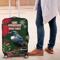 Tui Meri Kirihimete Personalised Luggage Cover Pohutukawa Flowers Green Motif LT9 Green - Polynesian Pride