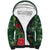 Tui Meri Kirihimete Personalised Sherpa Hoodie Pohutukawa Flowers Green Motif - Polynesian Pride