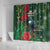 Tui Meri Kirihimete Personalised Shower Curtain Pohutukawa Flowers Green Motif - Polynesian Pride