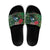 Tui Meri Kirihimete Personalised Slide Sandals Pohutukawa Flowers Green Motif - Polynesian Pride