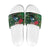 Tui Meri Kirihimete Personalised Slide Sandals Pohutukawa Flowers Green Motif - Polynesian Pride