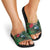 Tui Meri Kirihimete Personalised Slide Sandals Pohutukawa Flowers Green Motif - Polynesian Pride