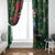 Tui Meri Kirihimete Personalised Window Curtain Pohutukawa Flowers Green Motif - Polynesian Pride