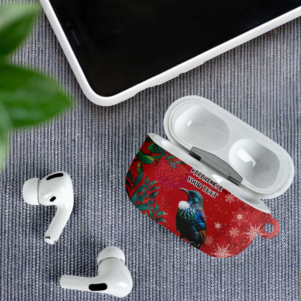 Tui Meri Kirihimete Personalised AirPods Case Pohutukawa Flowers Red Motif - Polynesian Pride