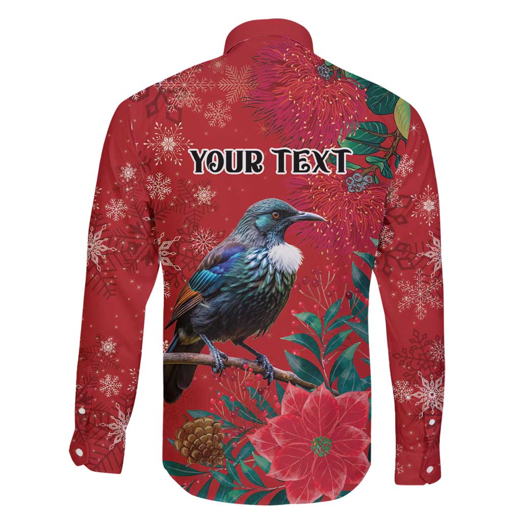 Tui Meri Kirihimete Personalised Family Matching Mermaid Dress and Hawaiian Shirt Pohutukawa Flowers Red Motif - Polynesian Pride