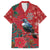 Tui Meri Kirihimete Personalised Family Matching Off The Shoulder Long Sleeve Dress and Hawaiian Shirt Pohutukawa Flowers Red Motif - Polynesian Pride