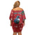 Tui Meri Kirihimete Personalised Family Matching Off Shoulder Short Dress and Hawaiian Shirt Pohutukawa Flowers Red Motif - Polynesian Pride