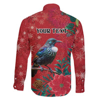 Tui Meri Kirihimete Personalised Family Matching Summer Maxi Dress and Hawaiian Shirt Pohutukawa Flowers Red Motif - Polynesian Pride