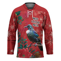 Tui Meri Kirihimete Personalised Hockey Jersey Pohutukawa Flowers Red Motif - Polynesian Pride