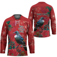 Tui Meri Kirihimete Personalised Hockey Jersey Pohutukawa Flowers Red Motif - Polynesian Pride