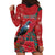 Tui Meri Kirihimete Personalised Hoodie Dress Pohutukawa Flowers Red Motif - Polynesian Pride
