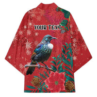 Tui Meri Kirihimete Personalised Kimono Pohutukawa Flowers Red Motif - Polynesian Pride